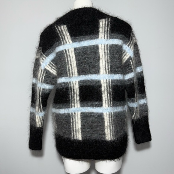COS Mohair Wool Oversized Plaid Sweater XS V-Neck Slouchy Drop Shoulder Academia - Picture 7 of 16